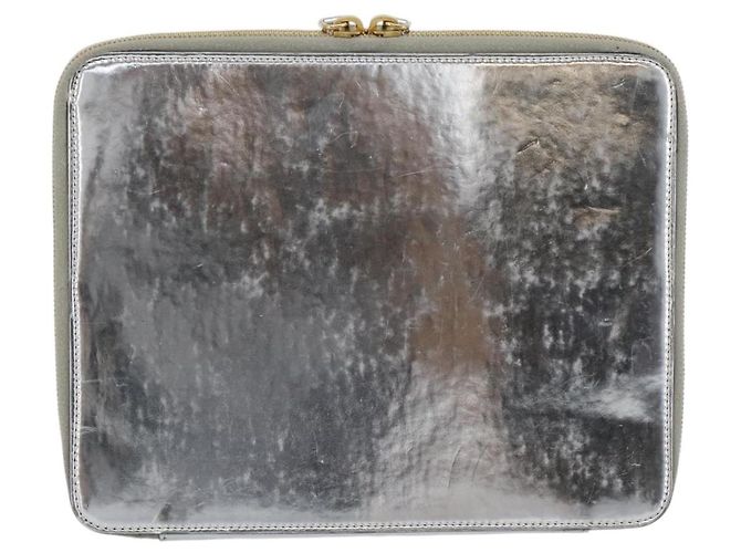 Clutch PRADA in pelle vernice Argento Oro Auth 184773 D'oro - vista 2