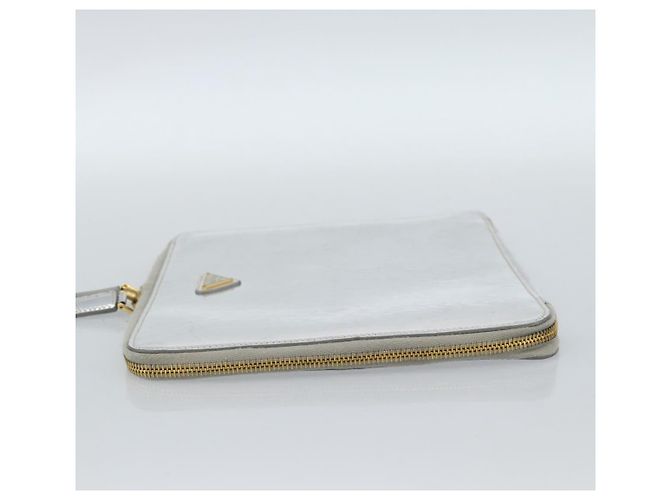 Clutch PRADA in pelle vernice Argento Oro Auth 184773 D'oro - vista 3
