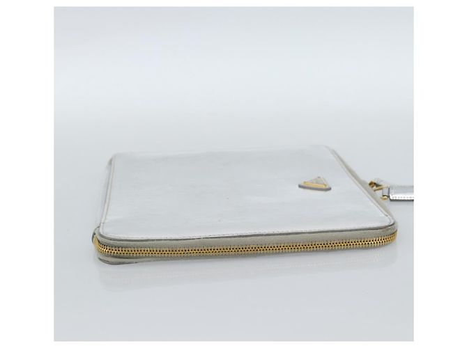 Clutch PRADA in pelle vernice Argento Oro Auth 184773 D'oro - vista 4