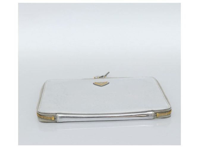 Clutch PRADA in pelle vernice Argento Oro Auth 184773 D'oro - vista 6