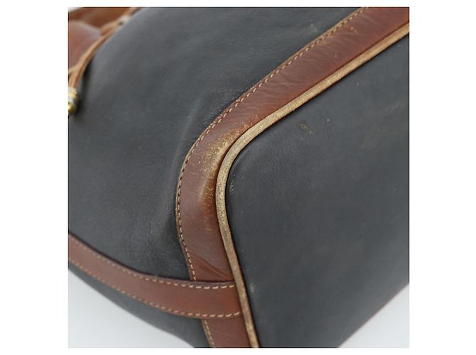 Céline Bolsa CELINE Bolsa de ombro em couro preto ouro Auth 185092 Dourado - vista 14