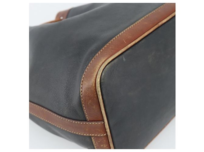 Céline Bolsa CELINE Bolsa de ombro em couro preto ouro Auth 185092 Dourado - vista 16