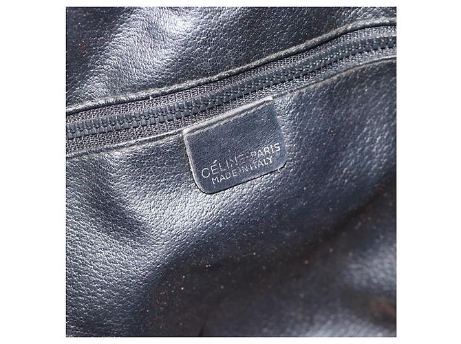 Céline Bolsa CELINE Bolsa de ombro em couro preto ouro Auth 185092 Dourado - vista 17