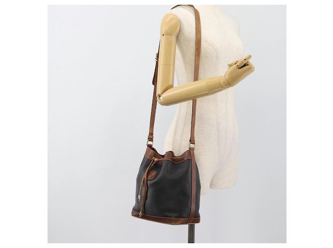 Céline Bolsa CELINE Bolsa de ombro em couro preto ouro Auth 185092 Dourado - vista 22