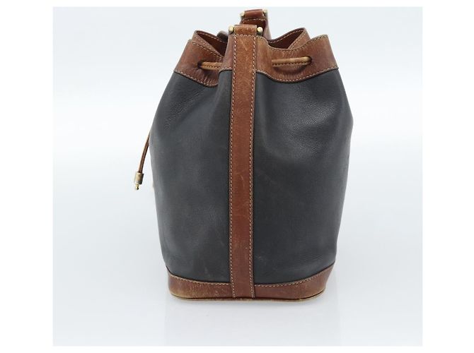 Céline Bolsa CELINE Bolsa de ombro em couro preto ouro Auth 185092 Dourado - vista 4