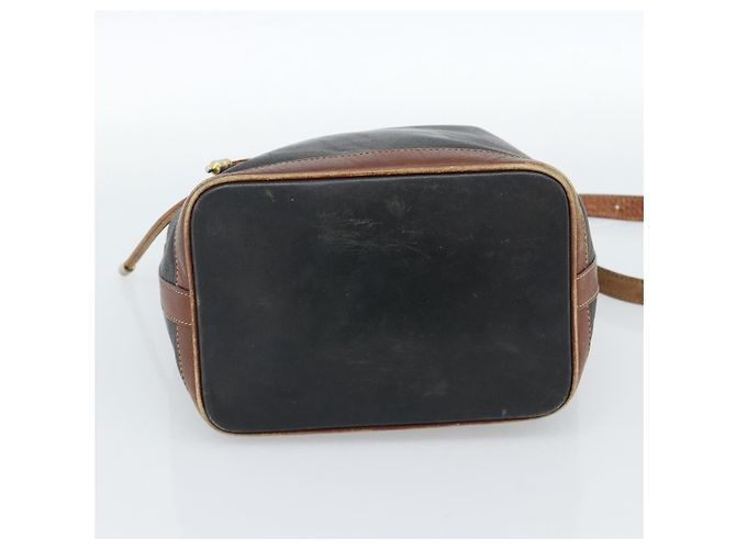 Céline Bolsa CELINE Bolsa de ombro em couro preto ouro Auth 185092 Dourado - vista 5