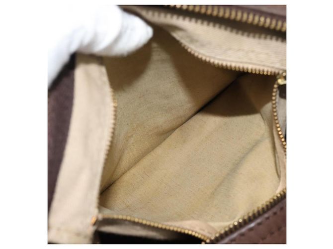 Borsa Boston Christian Dior Trotter Canvas Scamosciato Marrone Oro Auth ep14691 D'oro - vista 12