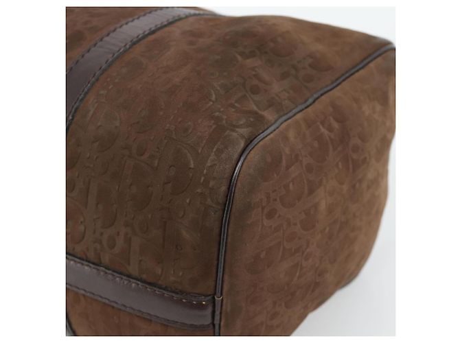 Borsa Boston Christian Dior Trotter Canvas Scamosciato Marrone Oro Auth ep14691 D'oro - vista 15