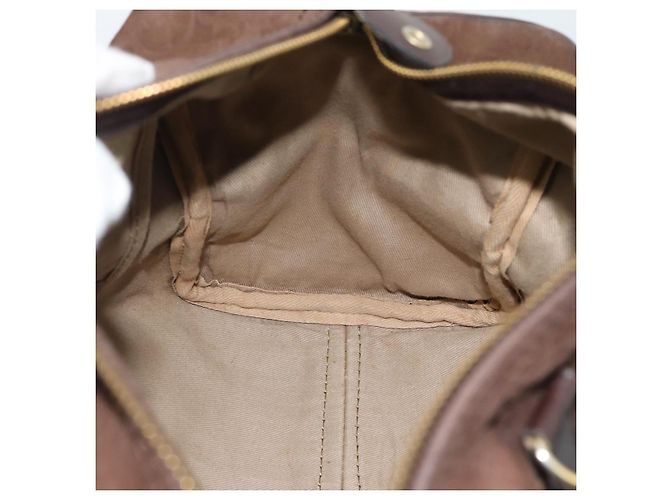 Borsa Boston Christian Dior Trotter Canvas Scamosciato Marrone Oro Auth ep14691 D'oro - vista 17