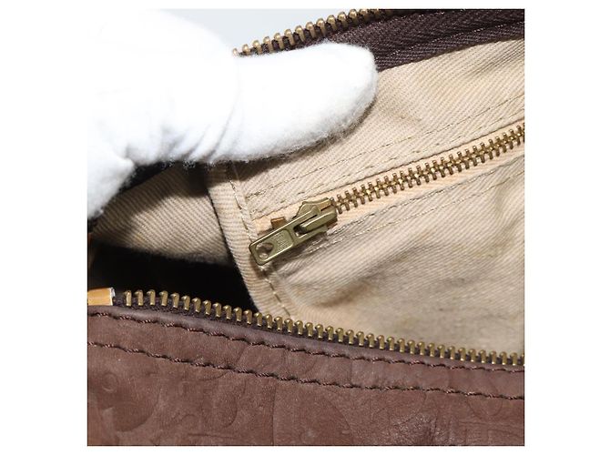 Borsa Boston Christian Dior Trotter Canvas Scamosciato Marrone Oro Auth ep14691 D'oro - vista 19