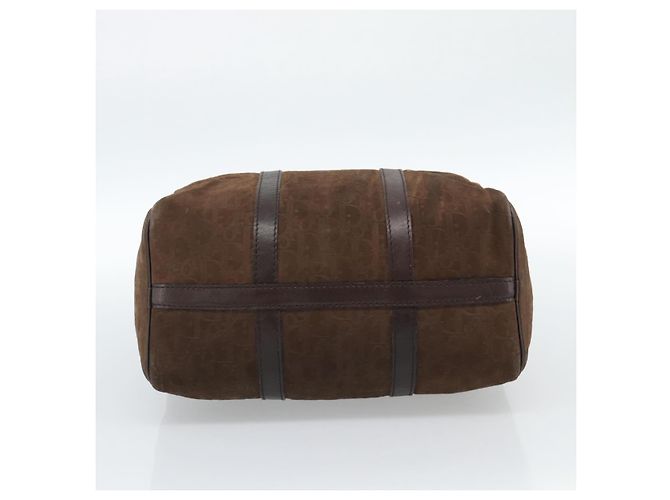 Borsa Boston Christian Dior Trotter Canvas Scamosciato Marrone Oro Auth ep14691 D'oro - vista 5