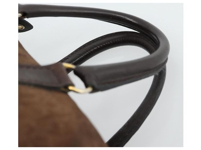 Borsa Boston Christian Dior Trotter Canvas Scamosciato Marrone Oro Auth ep14691 D'oro - vista 8