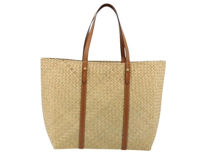 Borsa Tote Jimmy Choo in rafia beige Auth BA13412A - vista 2