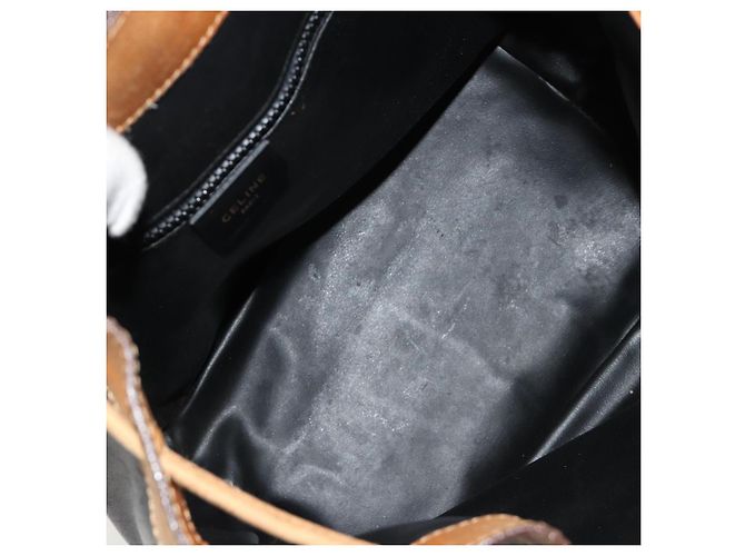 Céline Bolsa de ombro CELINE em couro preto com detalhes dourados Autêntica 185080 - vista 11
