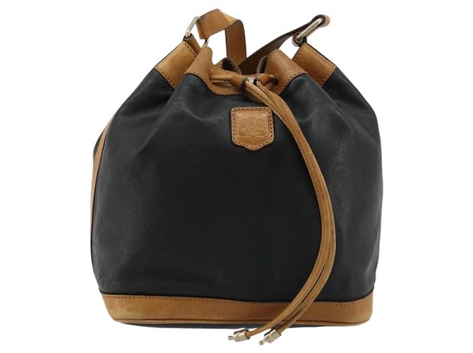 Céline Bolsa de ombro CELINE em couro preto com detalhes dourados Autêntica 185080 - vista 13