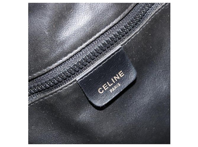 Céline Bolsa de ombro CELINE em couro preto com detalhes dourados Autêntica 185080 - vista 18