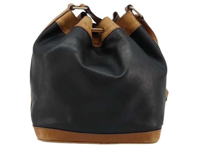 Céline Bolsa de ombro CELINE em couro preto com detalhes dourados Autêntica 185080 - vista 2