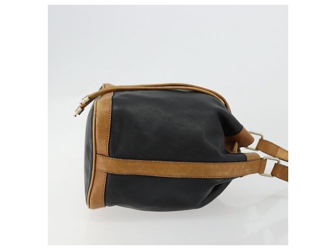 Céline Bolsa de ombro CELINE em couro preto com detalhes dourados Autêntica 185080 - vista 3