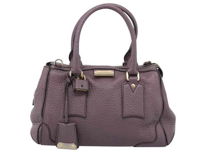 Borsa a mano BURBERRY in pelle viola argento Auth 184978 Porpora - vista 13