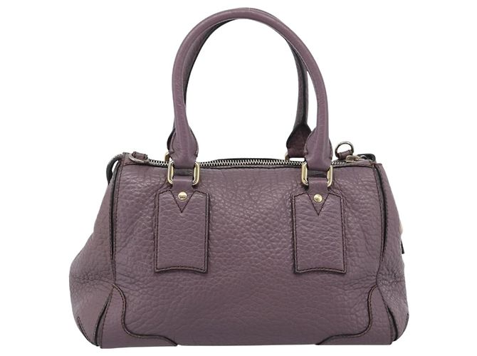 Borsa a mano BURBERRY in pelle viola argento Auth 184978 Porpora - vista 2