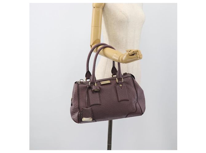 Borsa a mano BURBERRY in pelle viola argento Auth 184978 Porpora - vista 26