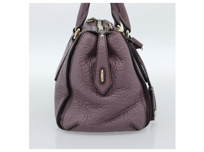 Borsa a mano BURBERRY in pelle viola argento Auth 184978 Porpora - vista 3