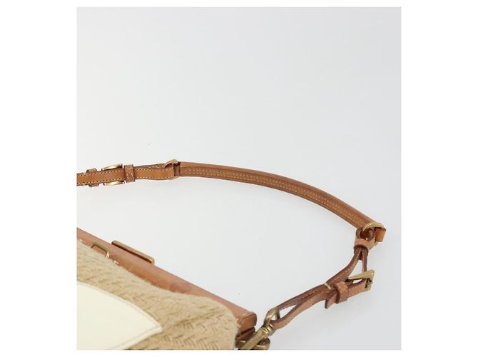 Borsa a tracolla PRADA in rafia beige oro Auth 184813A D'oro - vista 14