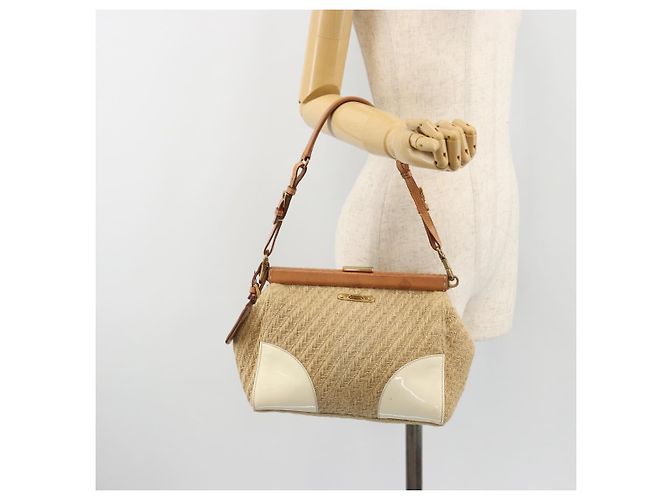 Borsa a tracolla PRADA in rafia beige oro Auth 184813A D'oro - vista 27