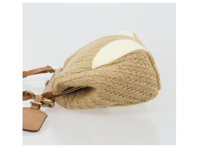 Borsa a tracolla PRADA in rafia beige oro Auth 184813A D'oro - vista 4