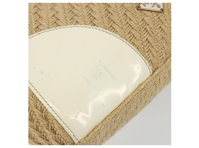 Borsa a tracolla PRADA in rafia beige oro Auth 184813A D'oro - vista 8