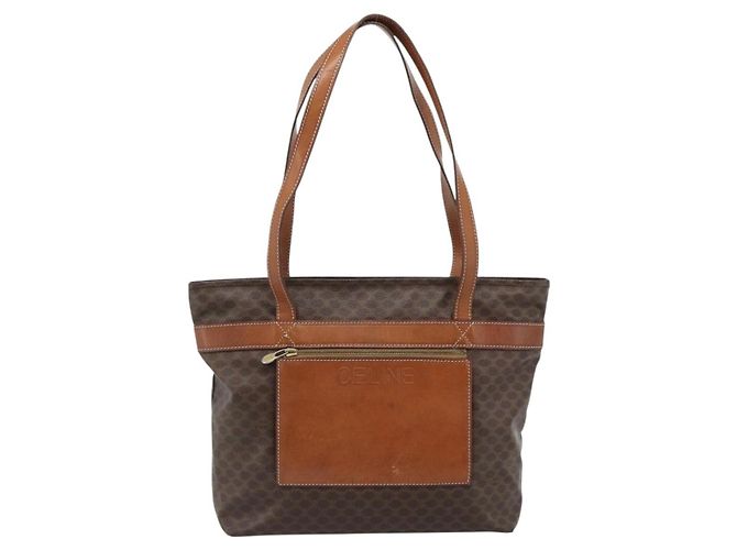Céline Bolsa Tote CELINE Macadam Canvas em PVC e couro marrom com detalhes dourados Auth ka4675 - vista 13