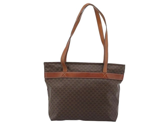 Céline Bolsa Tote CELINE Macadam Canvas em PVC e couro marrom com detalhes dourados Auth ka4675 - vista 2