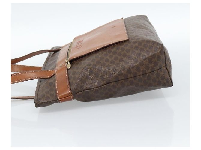Céline Bolsa Tote CELINE Macadam Canvas em PVC e couro marrom com detalhes dourados Auth ka4675 - vista 3