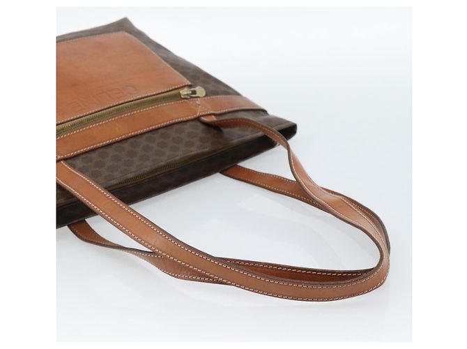 Céline Bolsa Tote CELINE Macadam Canvas em PVC e couro marrom com detalhes dourados Auth ka4675 - vista 7