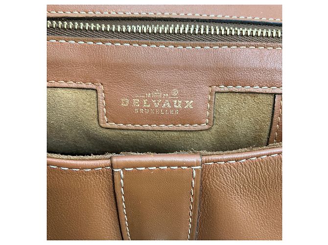 Borsa Delvaux Light Brown / Cognac in pelle di vitello Gin Fizz Jumping Marrone - vista 7