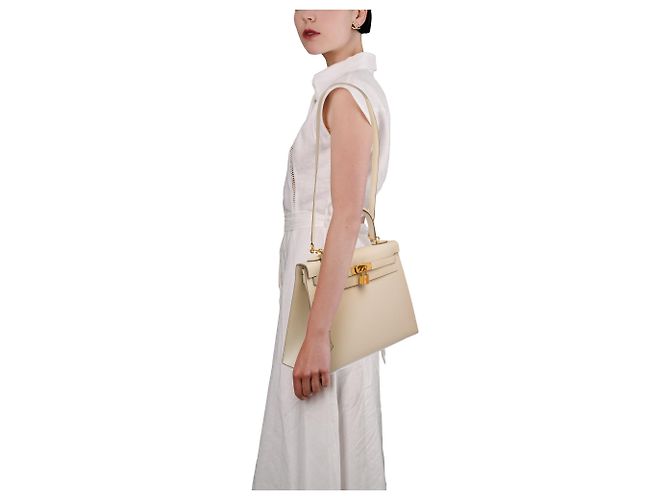 Hermès Borsa HERMES Kelly 32 in Pelle Bianca - 103658 Bianco - vista 13