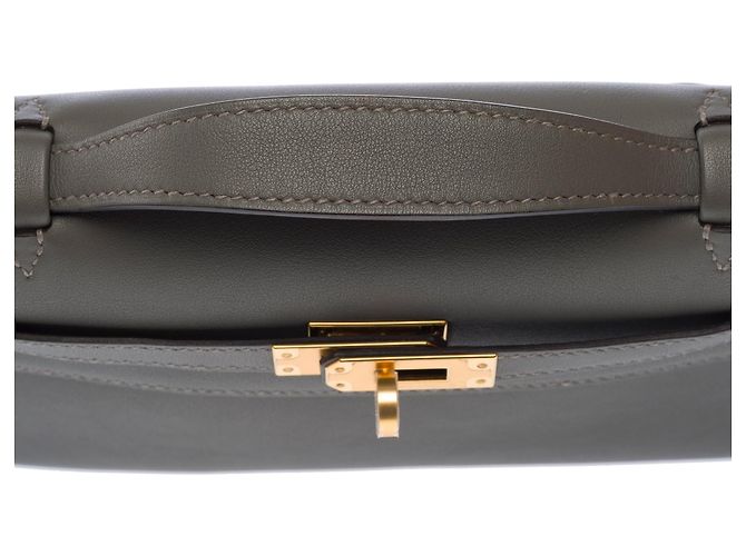 Hermès Borsa HERMES Kelly Mini in Pelle Grigia - 103655 Grigio - vista 10