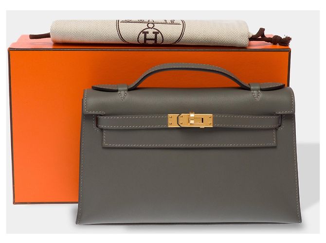 Hermès Borsa HERMES Kelly Mini in Pelle Grigia - 103655 Grigio - vista 2