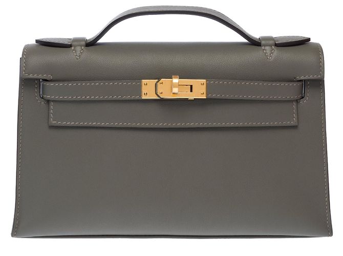 Hermès Borsa HERMES Kelly Mini in Pelle Grigia - 103655 Grigio - vista 3