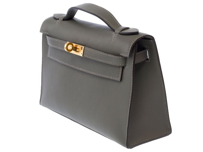 Hermès Borsa HERMES Kelly Mini in Pelle Grigia - 103655 Grigio - vista 5