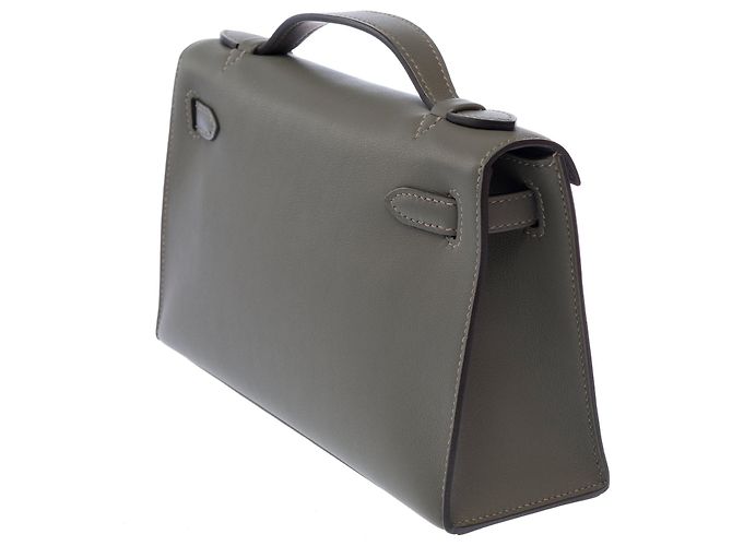 Hermès Borsa HERMES Kelly Mini in Pelle Grigia - 103655 Grigio - vista 6