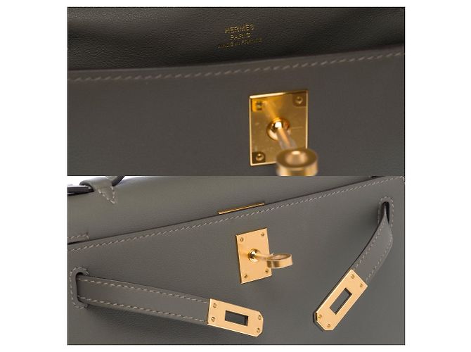 Hermès Borsa HERMES Kelly Mini in Pelle Grigia - 103655 Grigio - vista 7