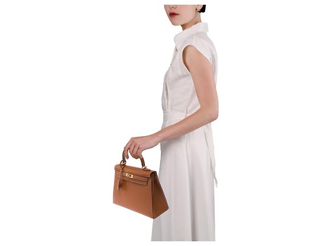 Hermès Borsa HERMES Kelly 25 in Pelle Oro - 103653 D'oro - vista 13