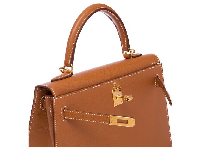 Hermès Borsa HERMES Kelly 25 in Pelle Oro - 103653 D'oro - vista 7