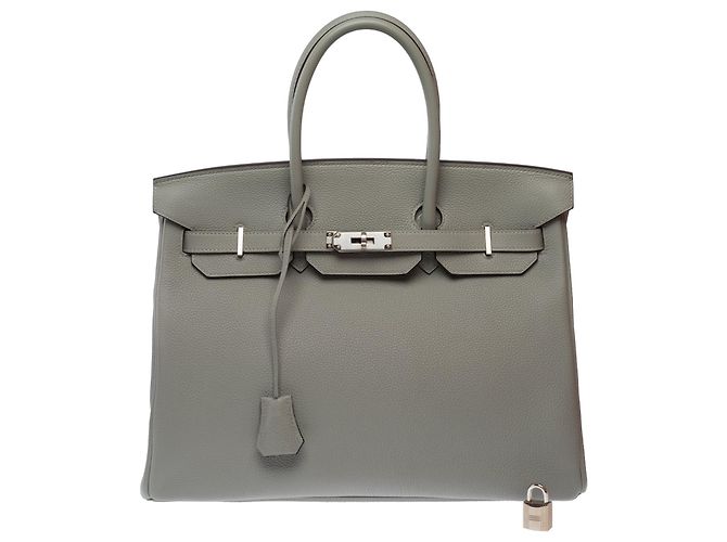 Hermès Borsa HERMES Birkin 35 in Pelle Grigia - 103656 Grigio - vista 3