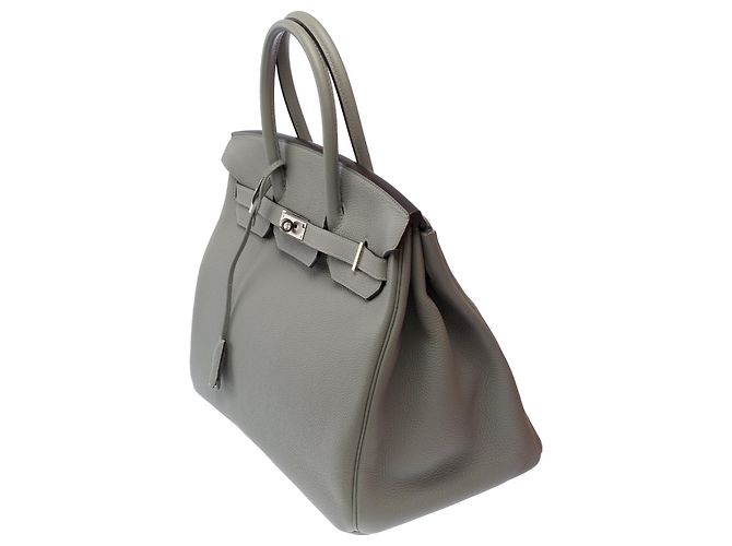 Hermès Borsa HERMES Birkin 35 in Pelle Grigia - 103656 Grigio - vista 5