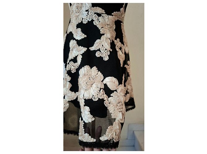 Autre Marque Abito da cocktail nero con ricami floreali Jus De Pom Beige - vista 10