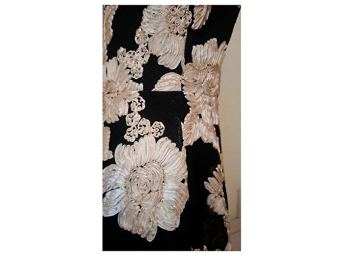 Autre Marque Abito da cocktail nero con ricami floreali Jus De Pom Beige - vista 16