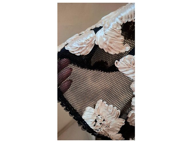 Autre Marque Abito da cocktail nero con ricami floreali Jus De Pom Beige - vista 6