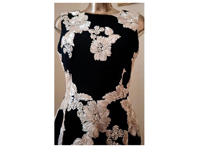 Autre Marque Abito da cocktail nero con ricami floreali Jus De Pom Beige - vista 7